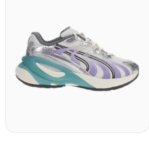 Silver and Purple Athletic Sneakers